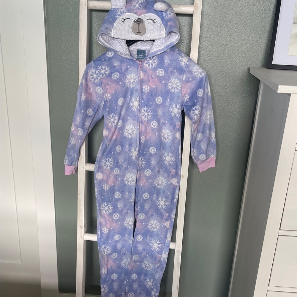 Cozy Kids Pajamas with Bear Hood - Purple and Pink